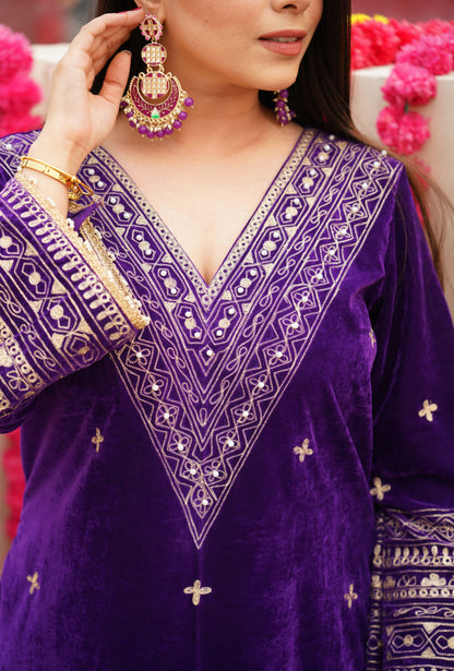 Ankita Singh in Devina -Purple Velvet Suit Set