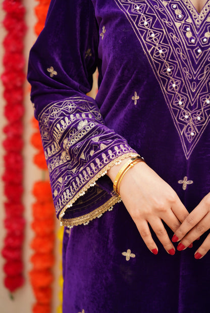 Ankita Singh in Devina -Purple Velvet Suit Set