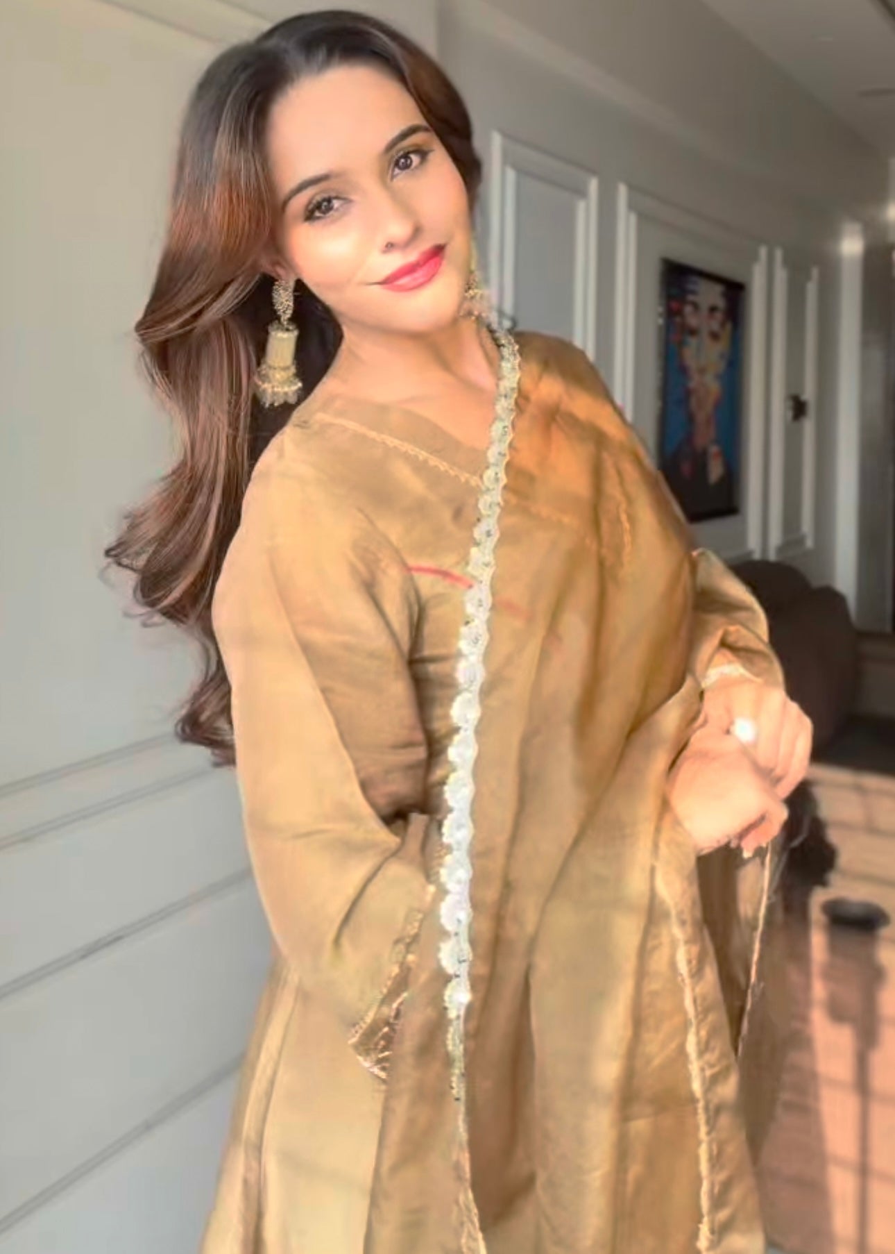 Simran in Prakriti- Peanut Brown Kalidar Suit Set