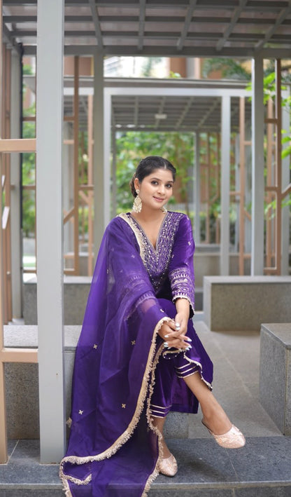 Ankita Singh in Devina -Purple Velvet Suit Set