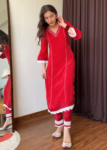 Deepa (the.review.addict) in Kaanji- Deep Red Suit Set