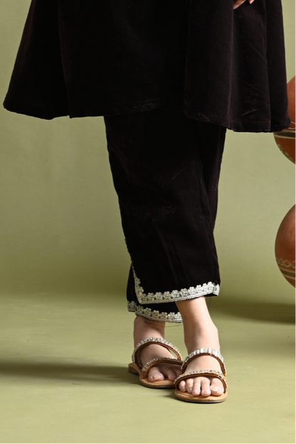 Tahir-Brown Velvet Coord Set