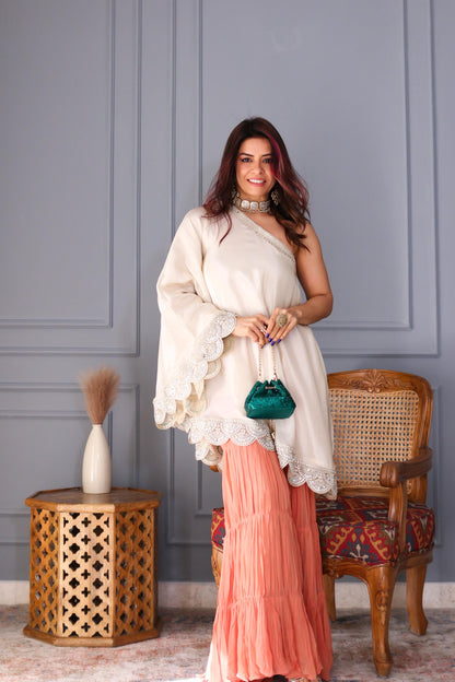 Rishu Lamba in Mihira- Off-Shoulder Garara Set