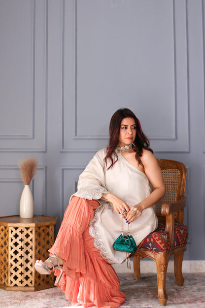 Rishu Lamba in Mihira- Off-Shoulder Garara Set