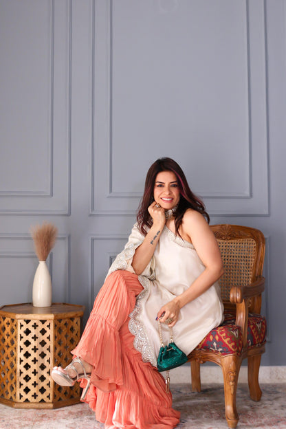 Rishu Lamba in Mihira- Off-Shoulder Garara Set