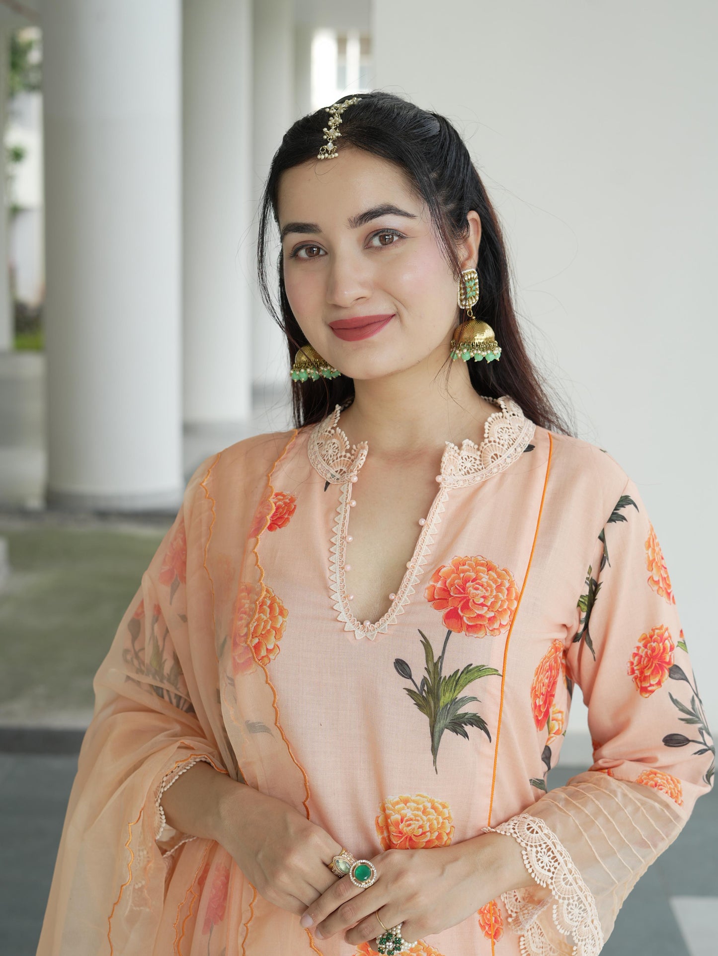 Paridhi in Aarushi Peach Cotton Suit