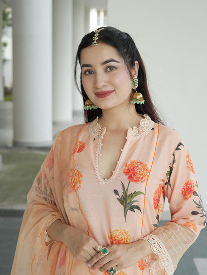 Paridhi in Aarushi Peach Cotton Suit