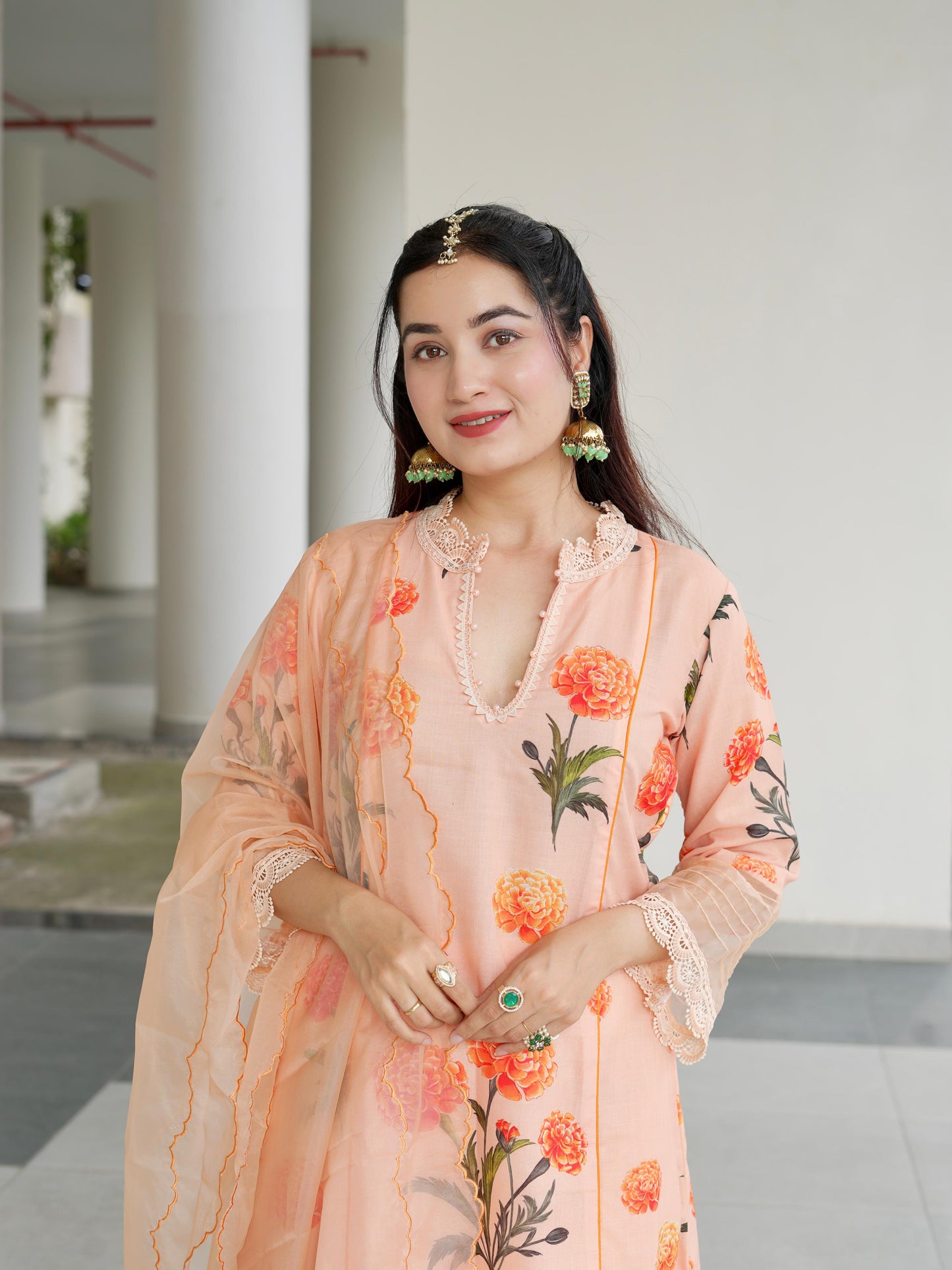 Paridhi in Aarushi Peach Cotton Suit