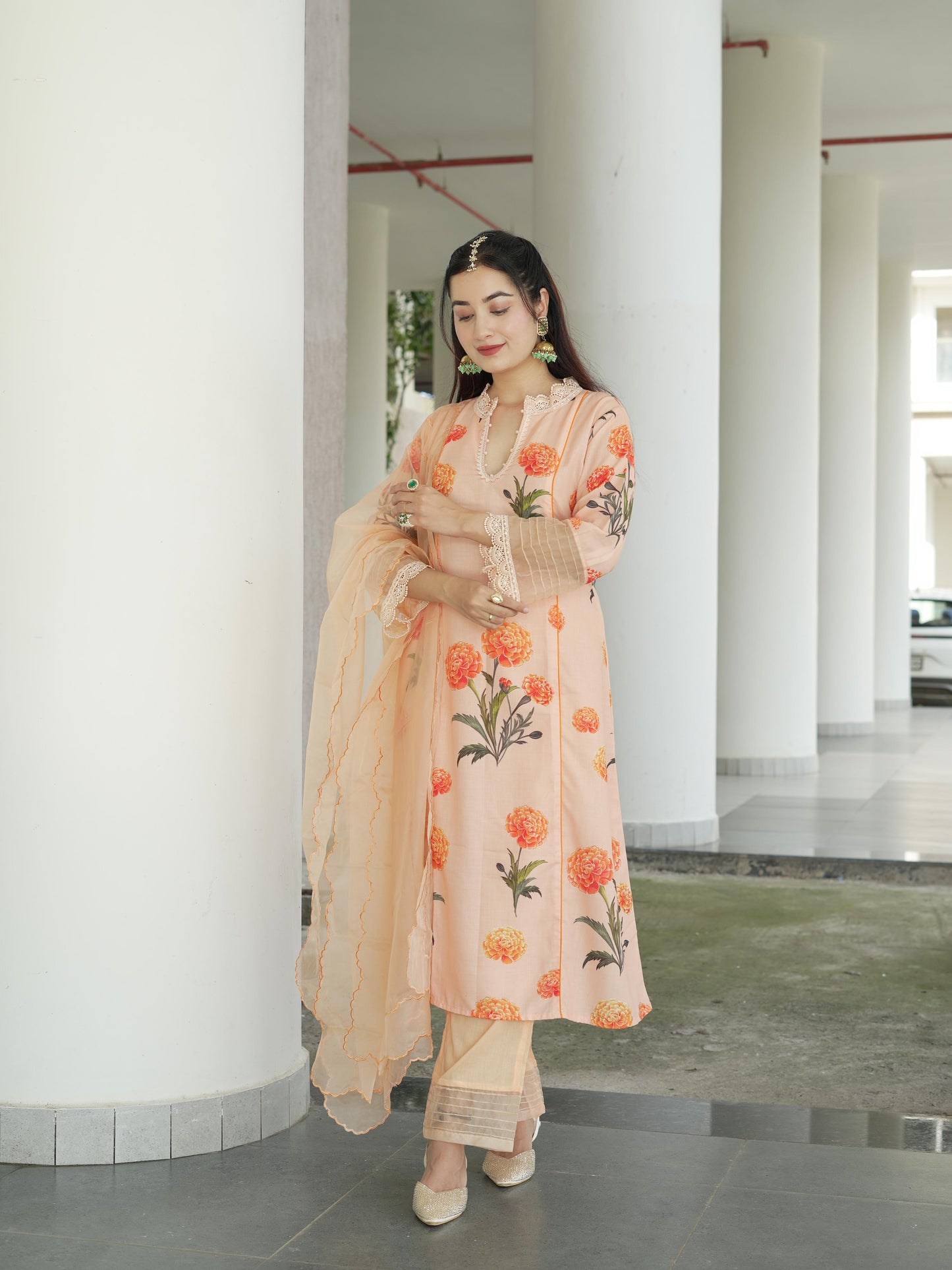Paridhi in Aarushi Peach Cotton Suit