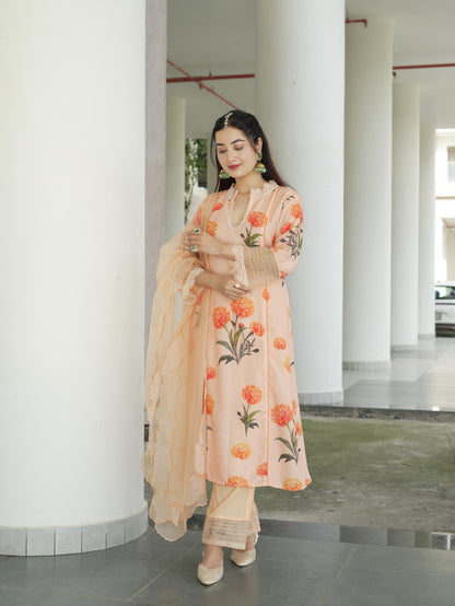 Paridhi in Aarushi Peach Cotton Suit