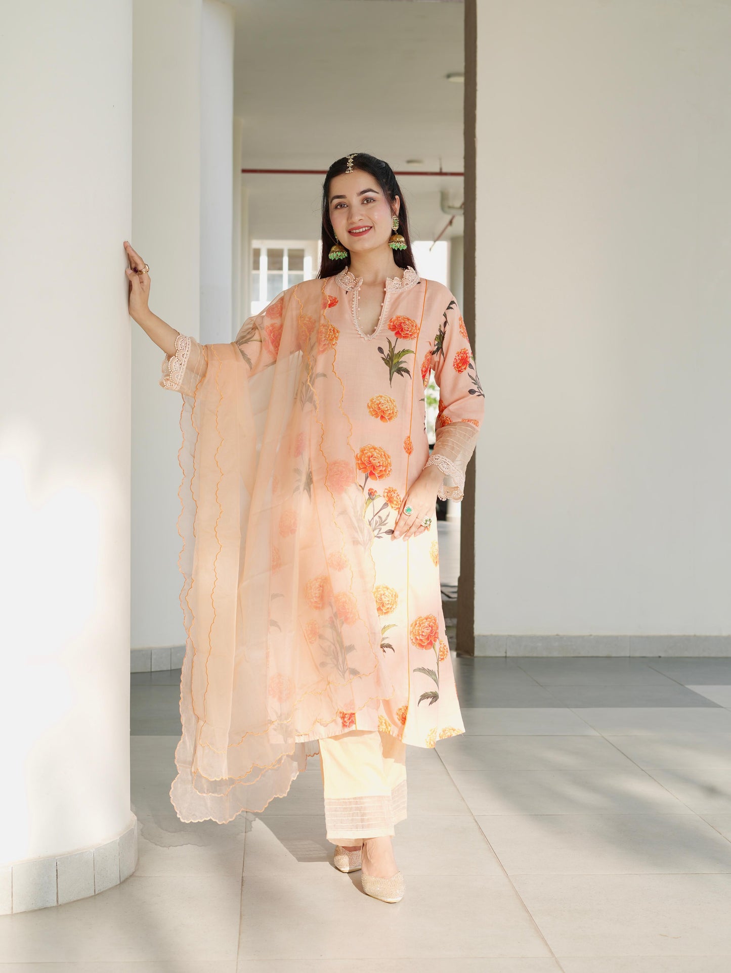 Paridhi in Aarushi Peach Cotton Suit
