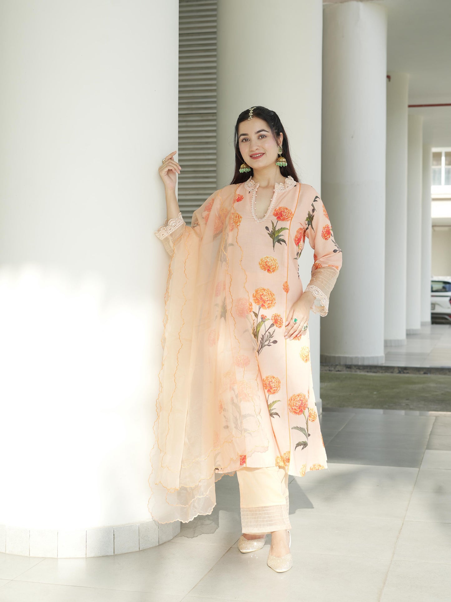 Paridhi in Aarushi Peach Cotton Suit