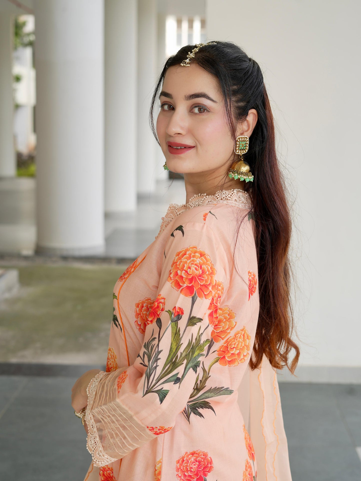 Paridhi in Aarushi Peach Cotton Suit
