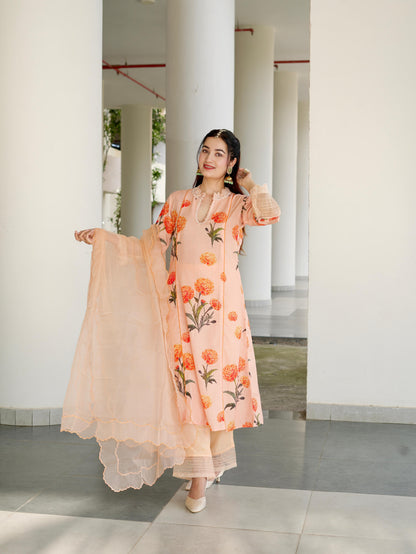 Paridhi in Aarushi Peach Cotton Suit