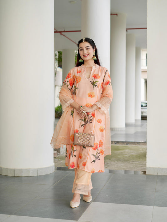 Paridhi in Aarushi Peach Cotton Suit