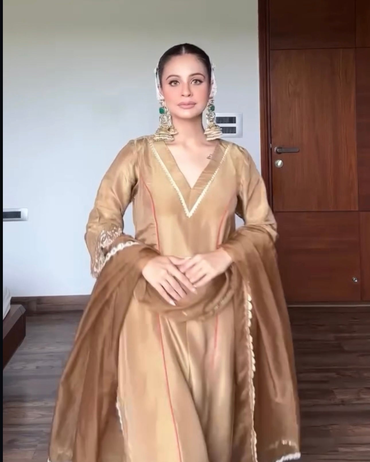 Vanshika Gaba in Prakriti- Peanut Brown Kalidar Suit Set