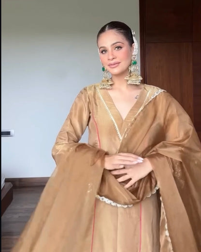 Vanshika Gaba in Prakriti- Peanut Brown Kalidar Suit Set