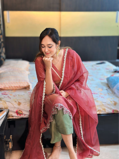 Ankita Prabhakar in Prakriti- Rust Pink Kalidar Suit Set