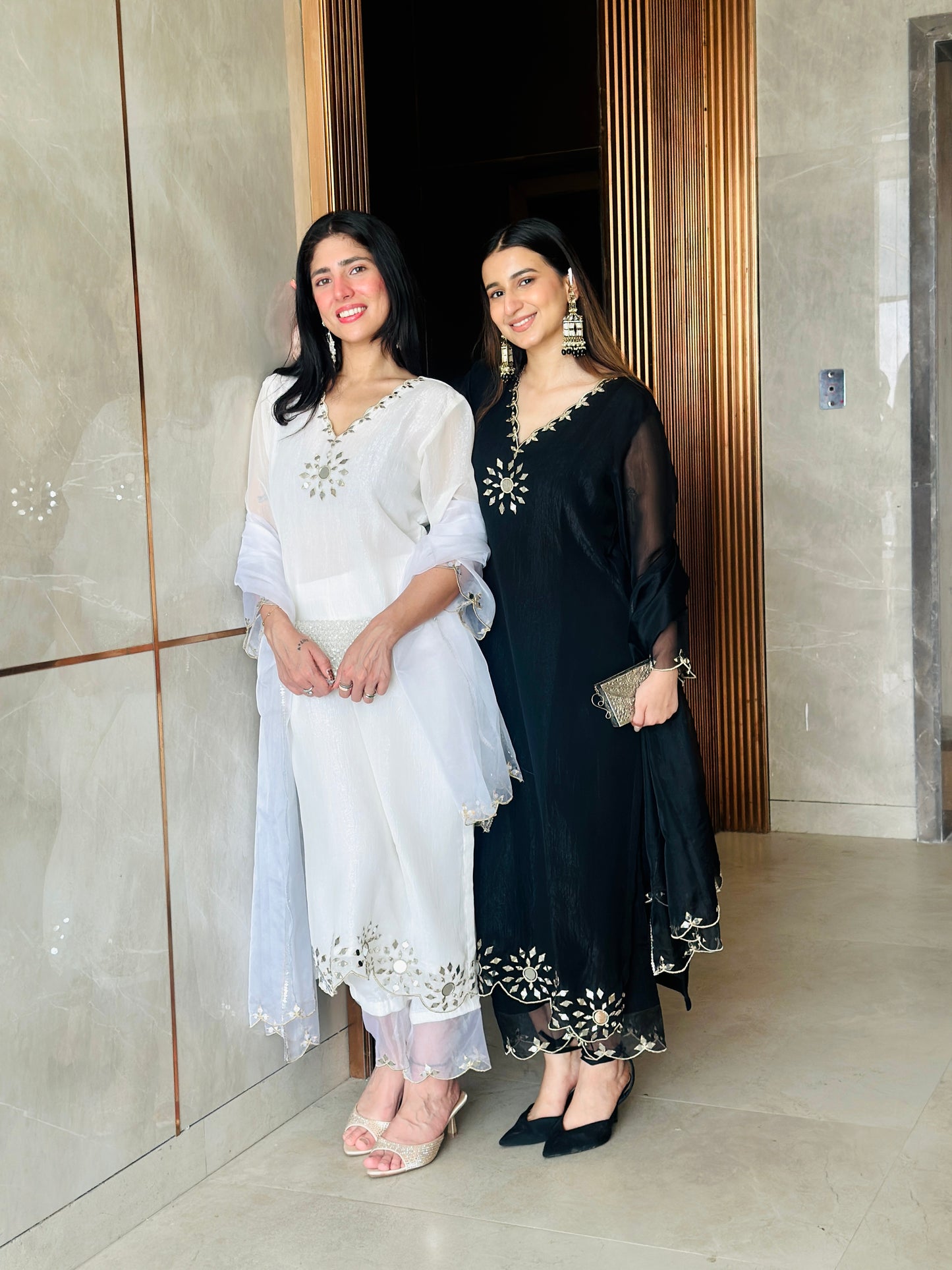 Harshita in Noor - Black Mirror Emb Suit Set