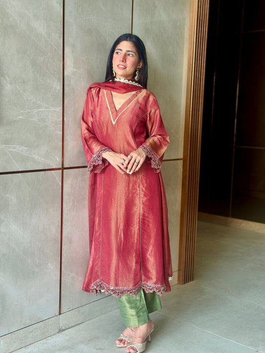 Prakriti- Rust Kalidar Suit Set
