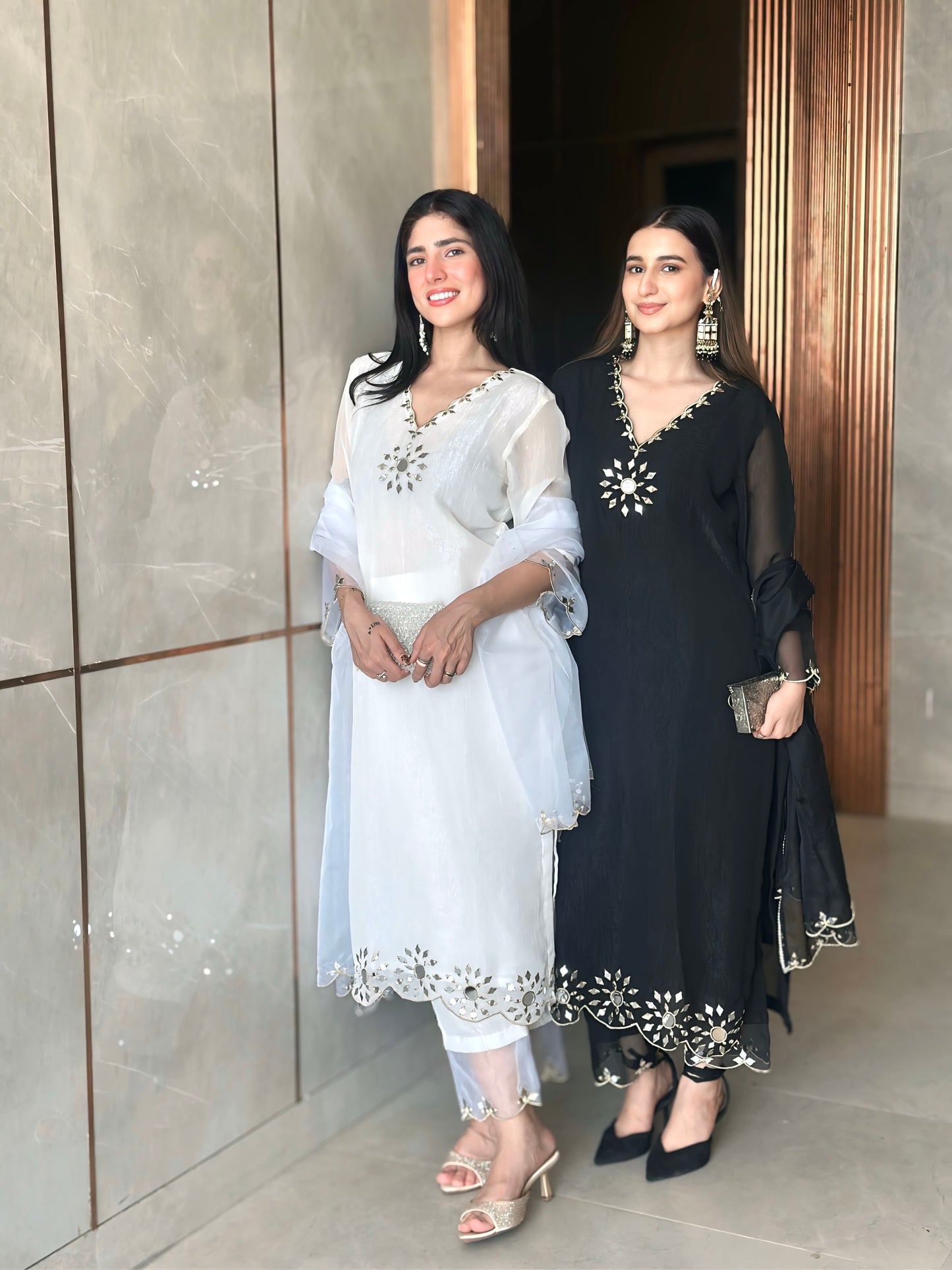 Harshita in Noor - Black Mirror Emb Suit Set