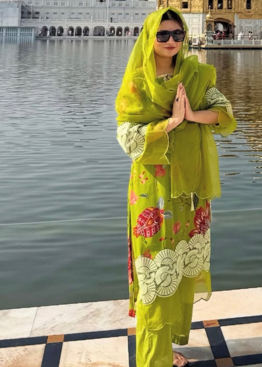 Ritika bhandari in Neer- Green Suit Set