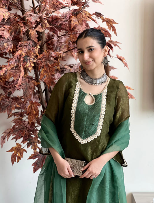 Harshita in Khubani Green Suit Set