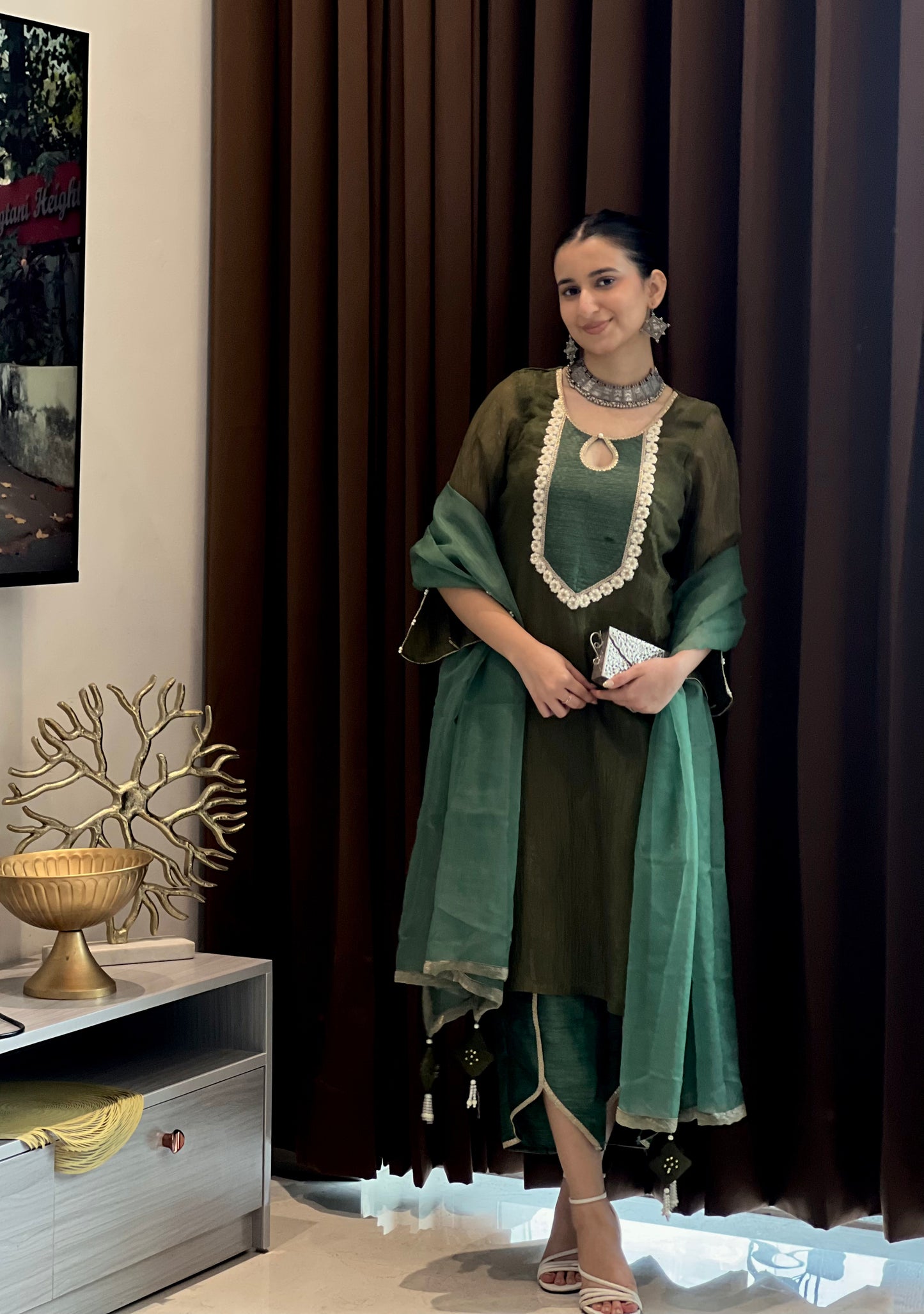 Harshita in Khubani Green Suit Set