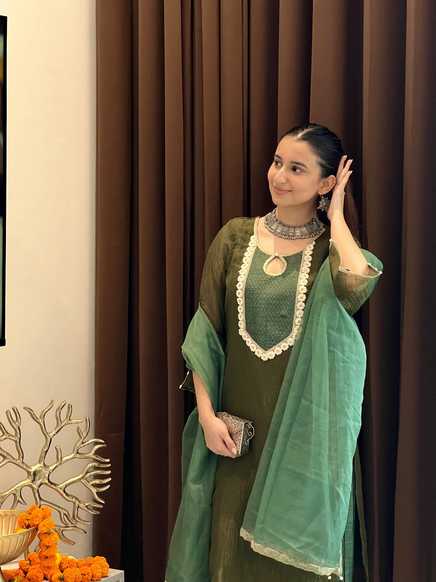 Harshita in Khubani Green Suit Set