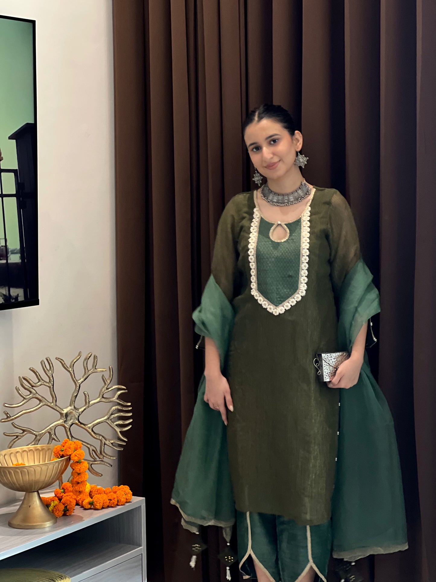 Harshita in Khubani Green Suit Set