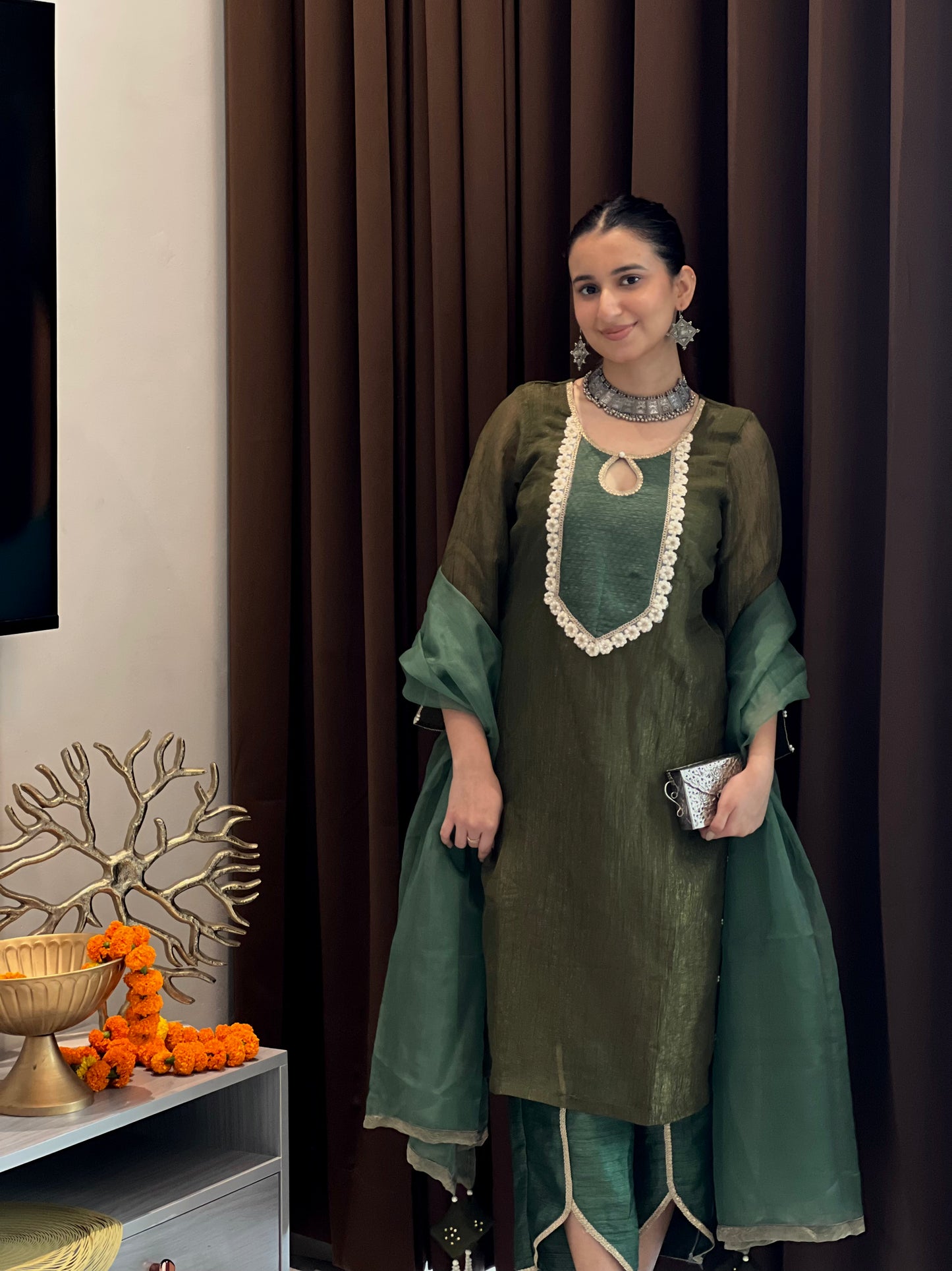 Harshita in Khubani Green Suit Set