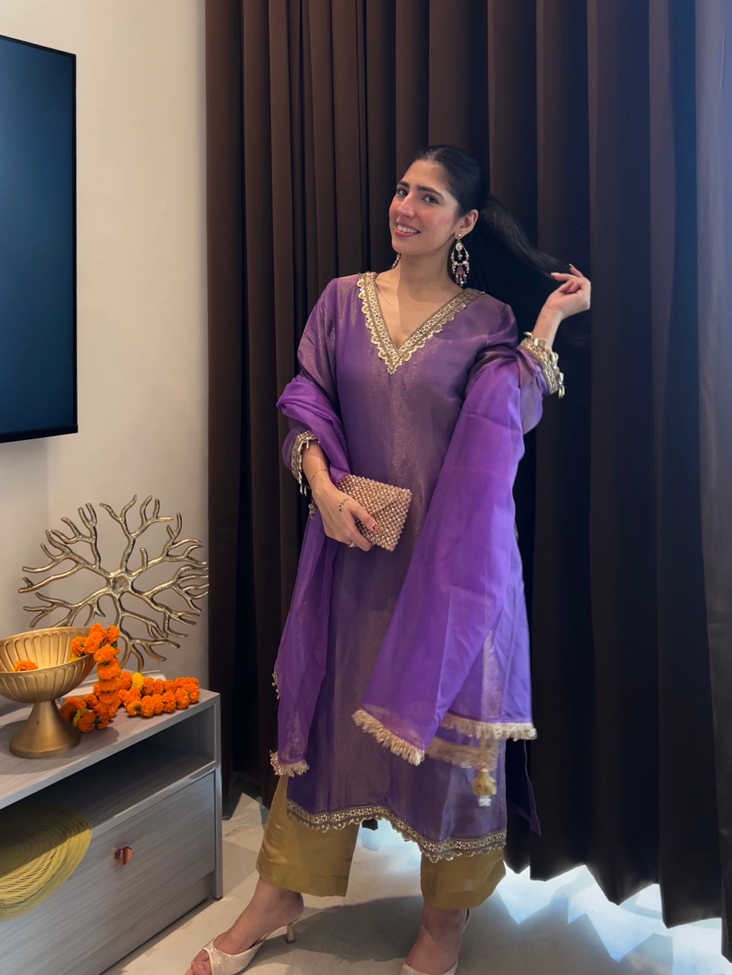 Jennifer in Lavanya- Purple Suit Set