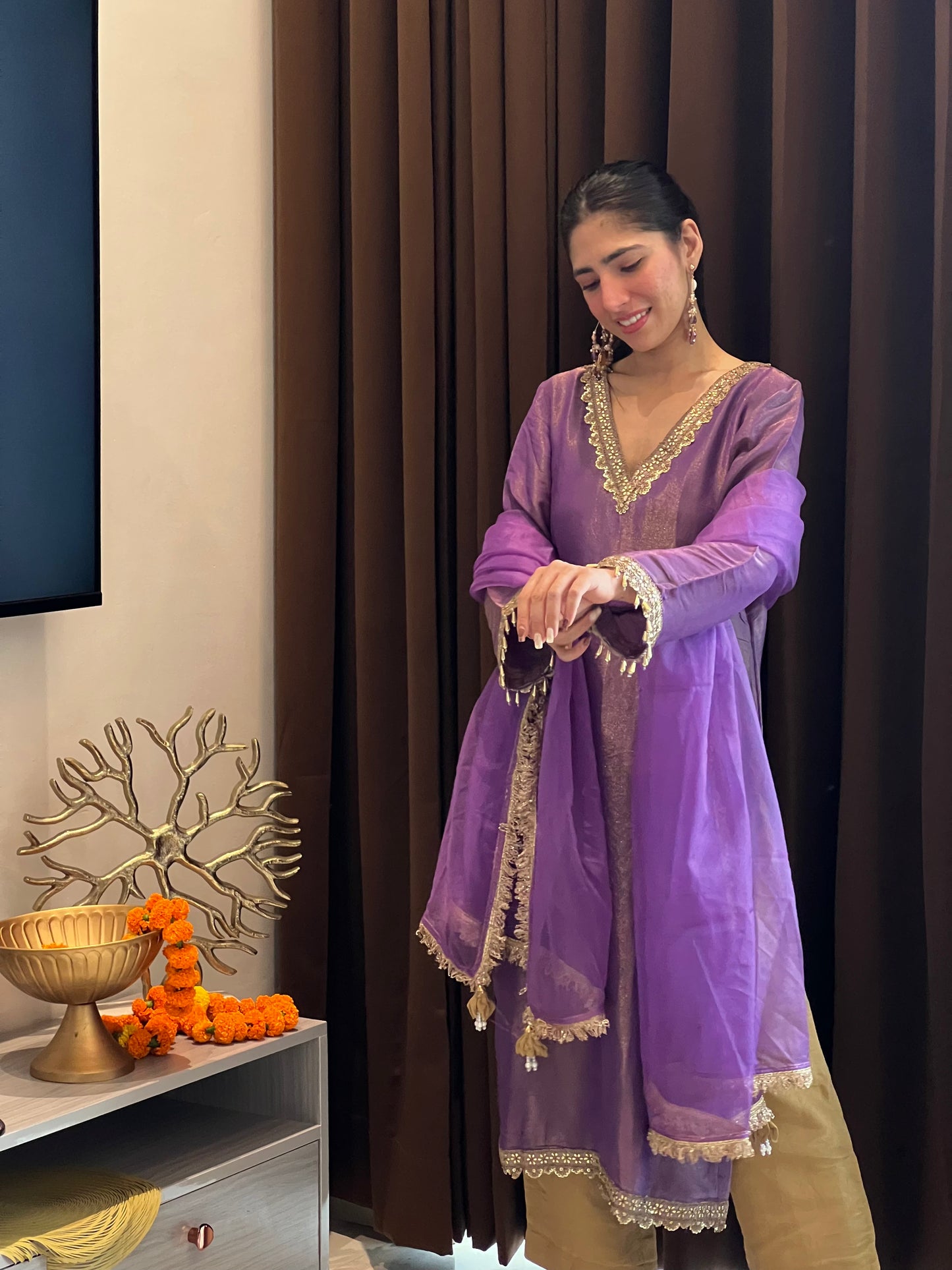 Jennifer in Lavanya- Purple Suit Set