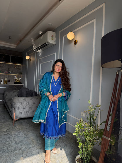 Ankita Prabhakar in Sharvani-Royal Blue Kalidar Suit Set