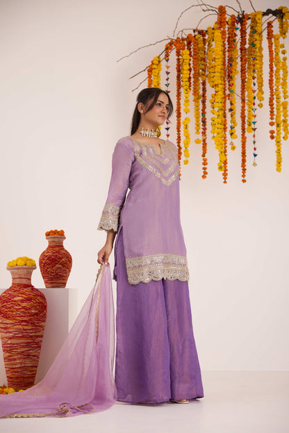 Roop Lavender Tissue Suit Set
