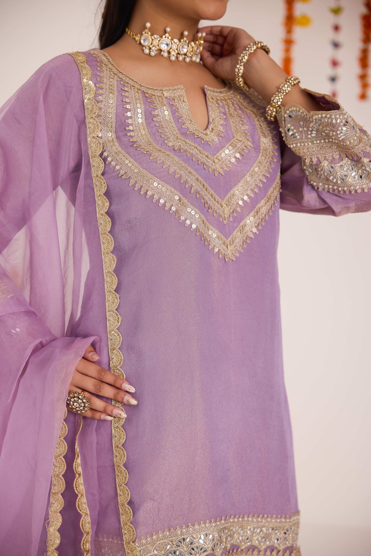 Roop Lavender Tissue Suit Set