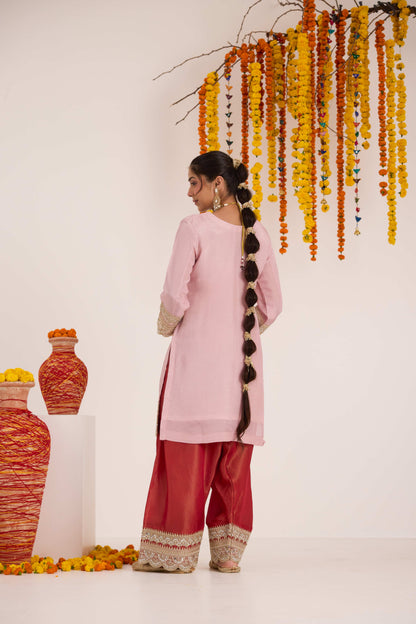 Shri Blush Pink Tissue Suit Set