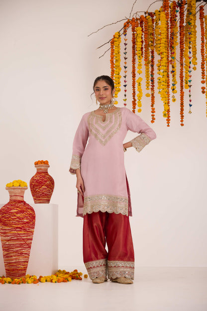 Shri Blush Pink Tissue Suit Set