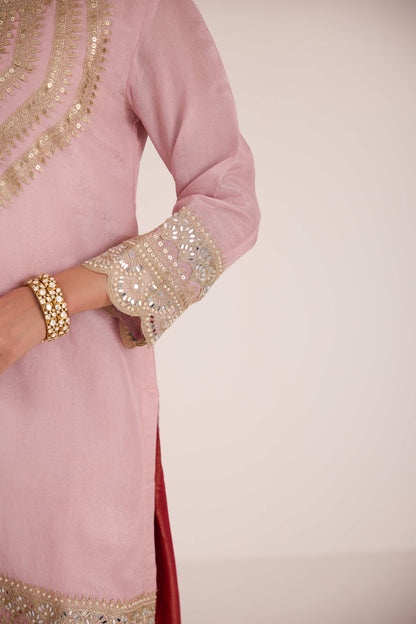 Shri Blush Pink Tissue Suit Set