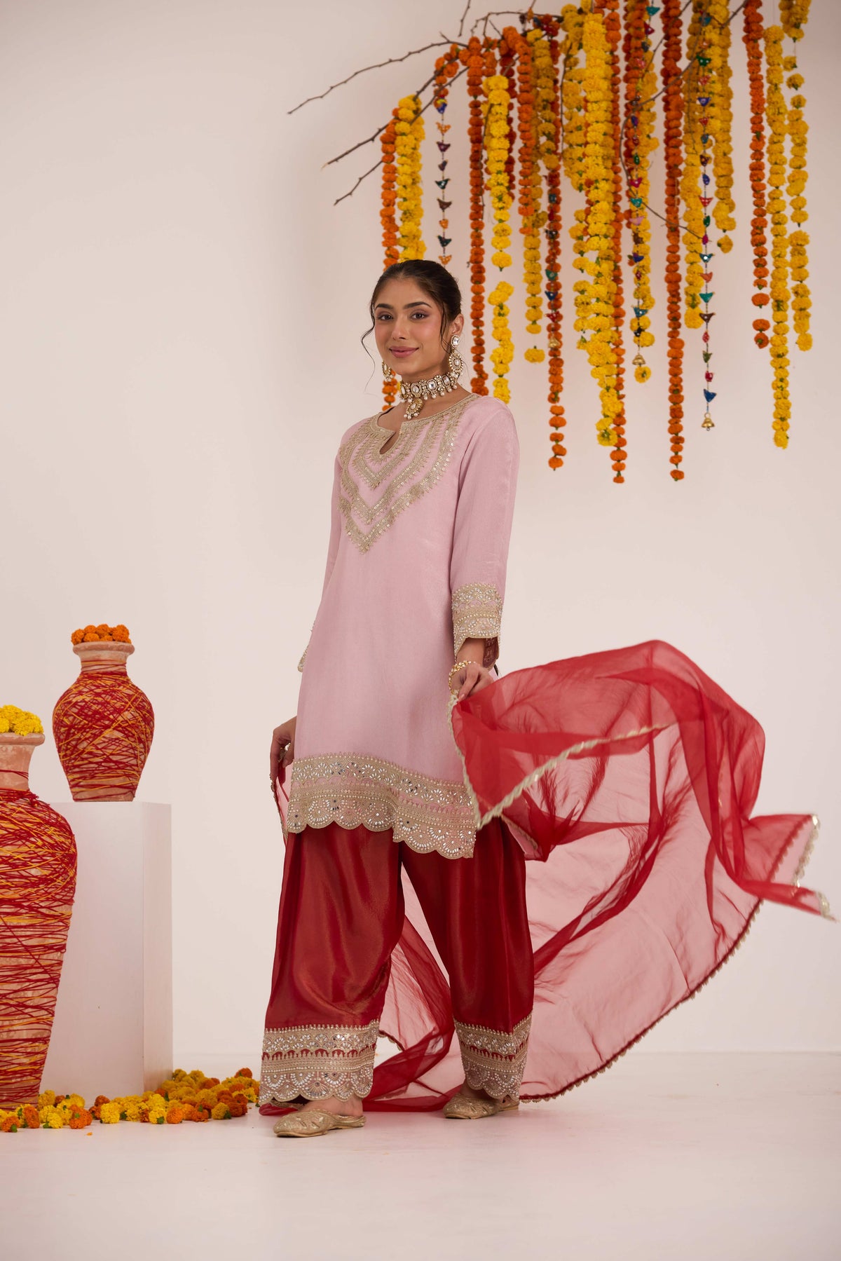 Shri Blush Pink Tissue Suit Set