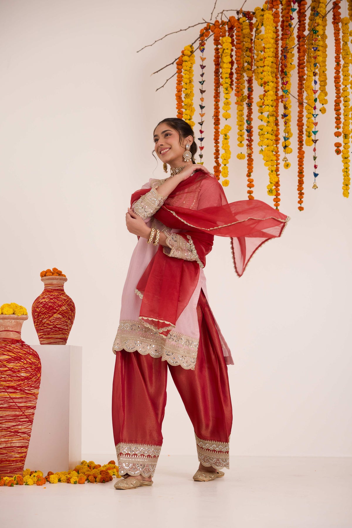 Shri Blush Pink Tissue Suit Set