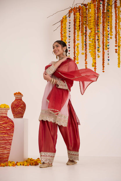Shri Blush Pink Tissue Suit Set