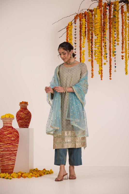 Ruh Emb Banarsi Tissue Suit set