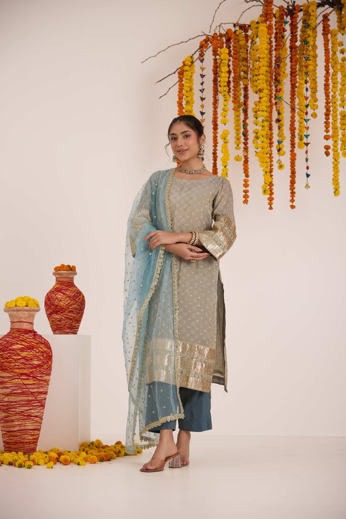 Ruh Emb Banarsi Tissue Suit set
