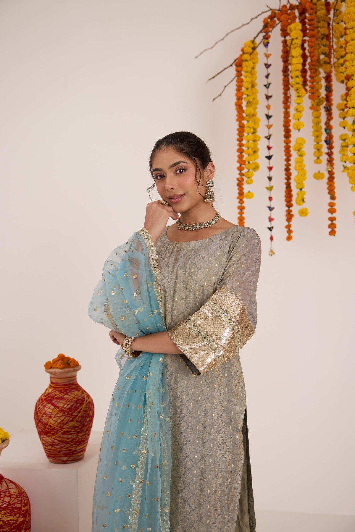Ruh Emb Banarsi Tissue Suit set
