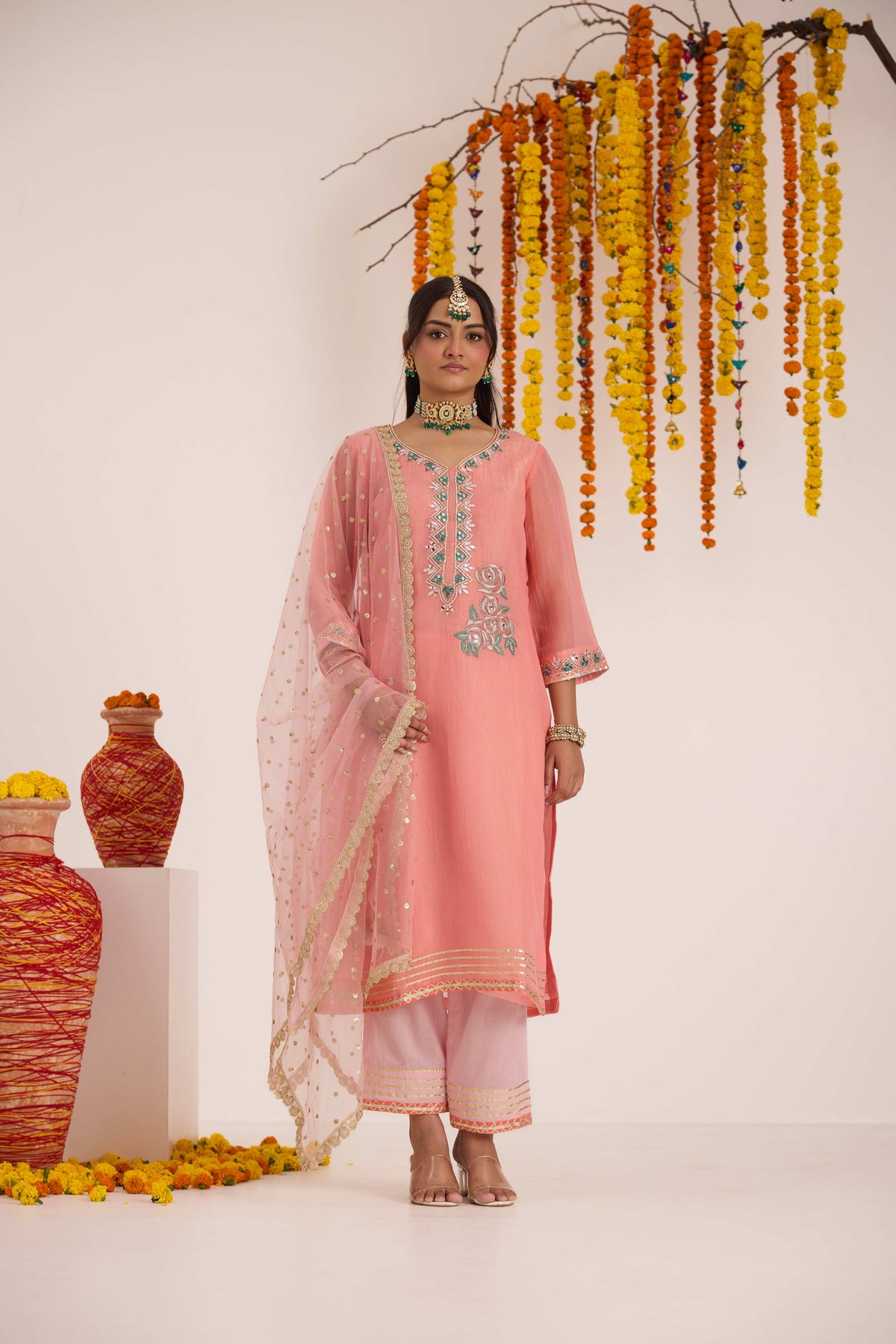 Shakti Emb Crushed Silk Suit set