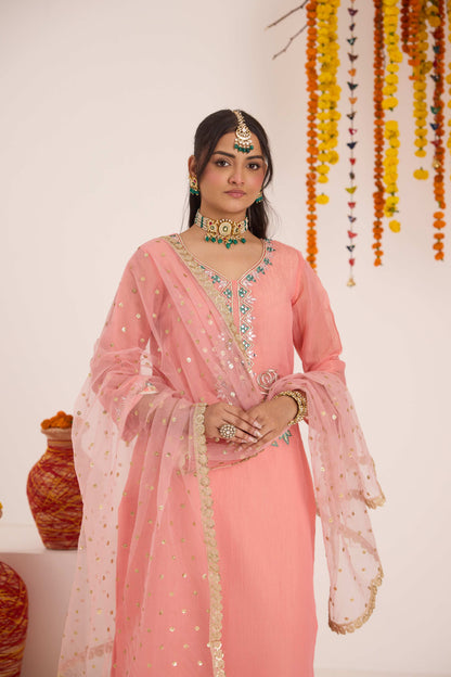 Shakti Emb Crushed Silk Suit set