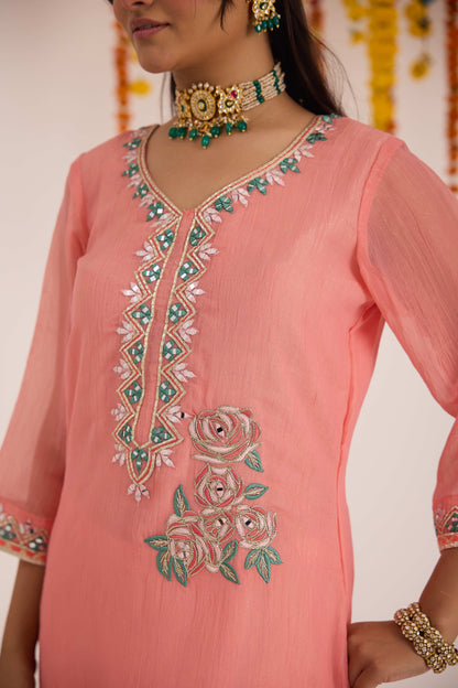 Shakti Emb Crushed Silk Suit set