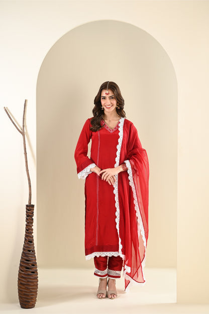 Deepa (the.review.addict) in Kaanji- Deep Red Suit Set