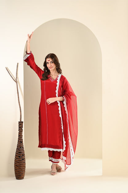Deepa (the.review.addict) in Kaanji- Deep Red Suit Set